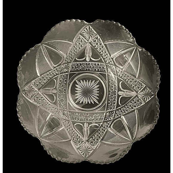 Bryce Higbee "Anona" aka Twin Teardrops EAPG Vintage Small Serving Bowl 8 1/2" - Picture 2 of 7